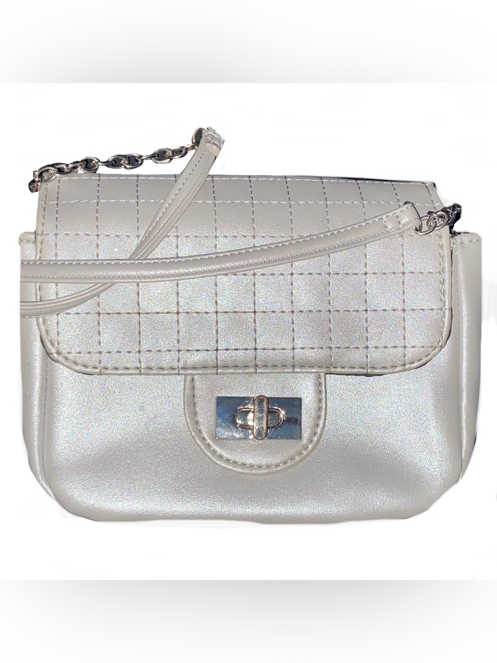 Christian Siriano Gray/Sikver Quilted Shoulder Bag with Turn-Lock Closure